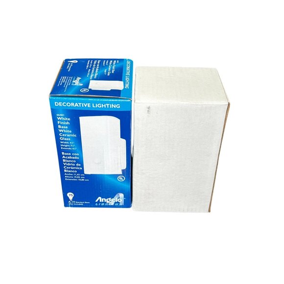 White Finish Base White Ceramic Glass Decorative Lighting Set of 2 - Picture 2 of 2